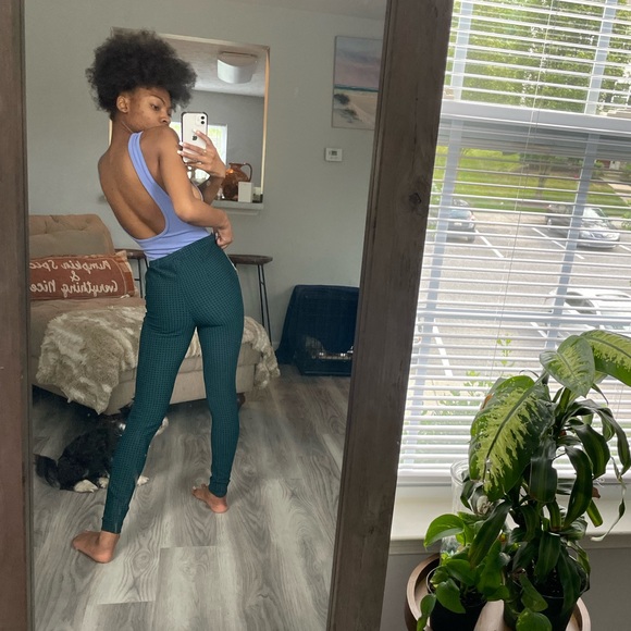 Green/Black Plaid Skinny Pants - Picture 1 of 15